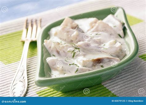 Herring in Sour Cream Sauce with Dill. Stock Image - Image of seafood ...