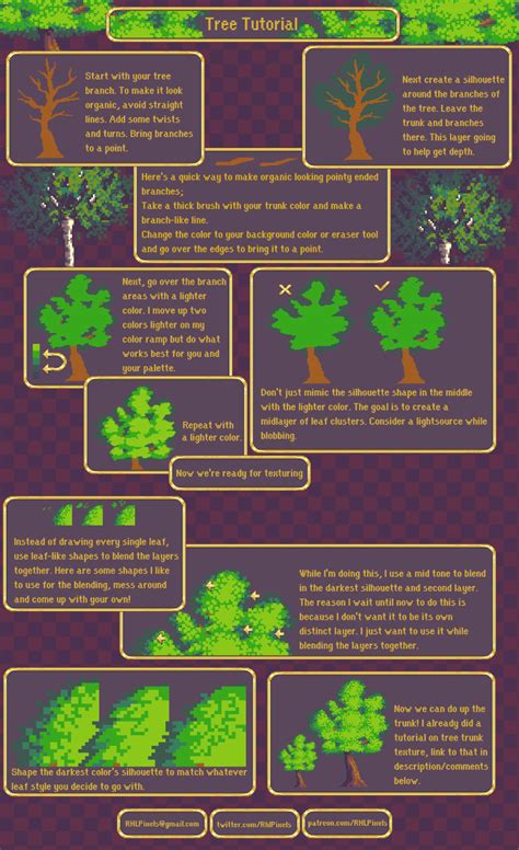 Tree Tutorial by RHLPixels on DeviantArt | Pixel art tutorial, Pixel art games, Pixel art design