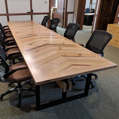 Hand Made Custom Chevron Conference Table From Reclaimed Wood by re.dwell | CustomMade.com