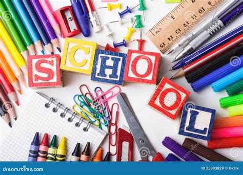 Primary school stationery stock illustration. Illustration of background - 25993829