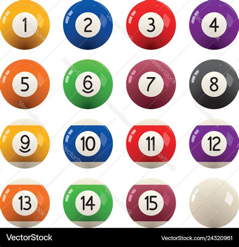 Collection of billiard pool balls with numbers Vector Image