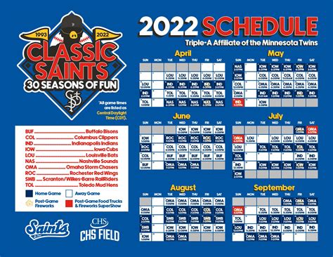 2022 St. Paul Saints Printable Schedule by stpaulsaints - Issuu