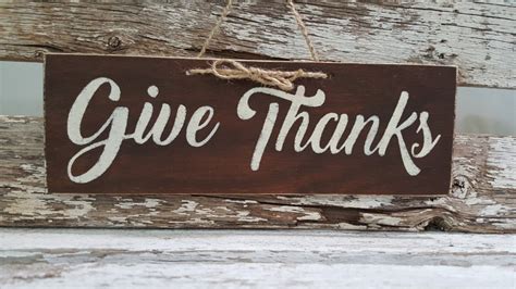 Give Thanks Sign Wood Sign Stained Wood Sign 4 x 12 Wood | Etsy