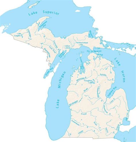 Michigan State Map - Places and Landmarks - GIS Geography