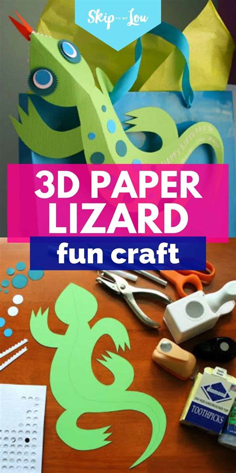 3D Paper Lizard {Craft Camp} | Skip To My Lou