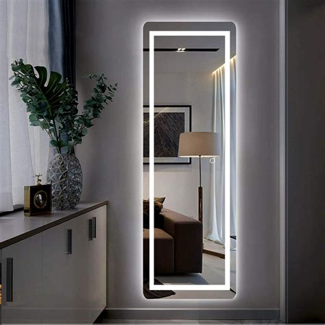 LED Full Length Mirror Wall Mounted Lighted Floor Mirror Dressing ...