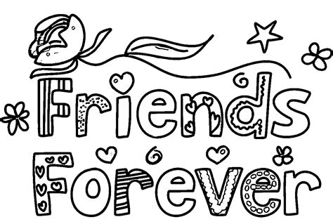 Pal Of A Colorful Friends Forever Words With Designs Coloring Page ...