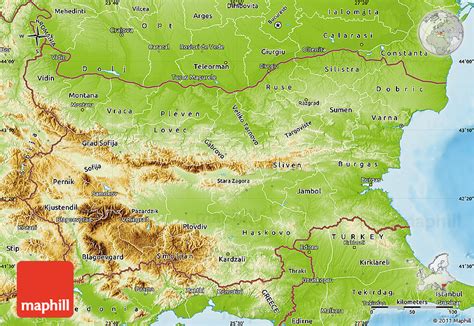 Physical Map of Bulgaria