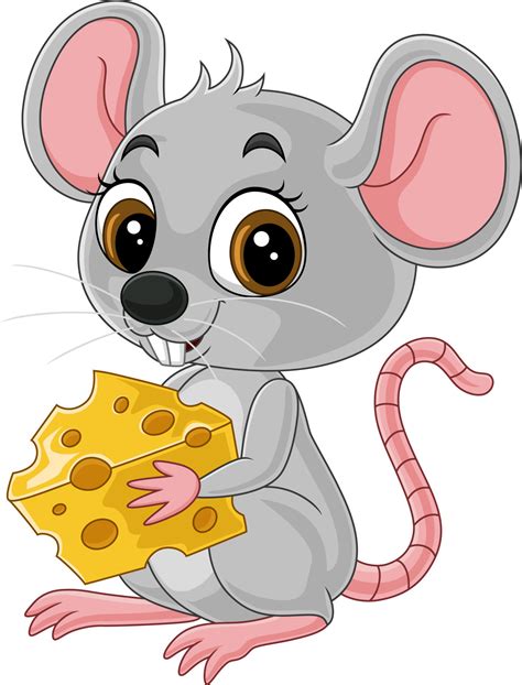 Cartoon cute little mouse holding a cheese 7098323 Vector Art at Vecteezy