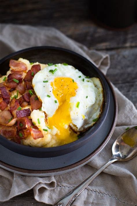 Cheddar Cheese Grits Breakfast Bowls with Bacon and Eggs - Taming of the Spoon | Recipe | Hearty ...