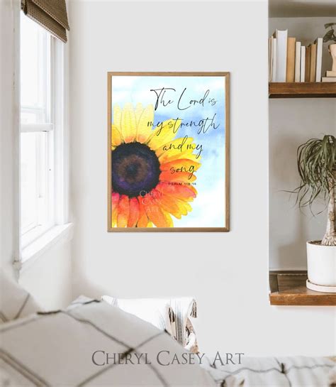 Sunflower Bible Verse Art Print From Watercolor Painting by Cheryl ...