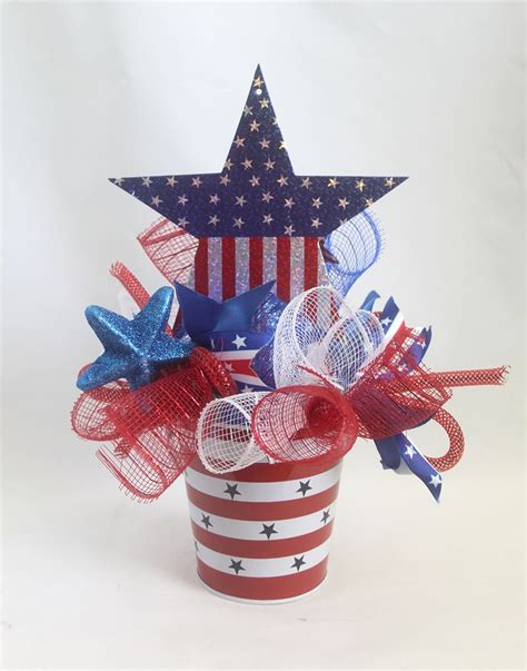 Patriotic floral arrangement July 4th Centerpiece Summer