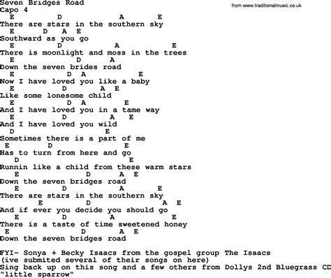 Seven Bridges Road - Bluegrass lyrics with chords