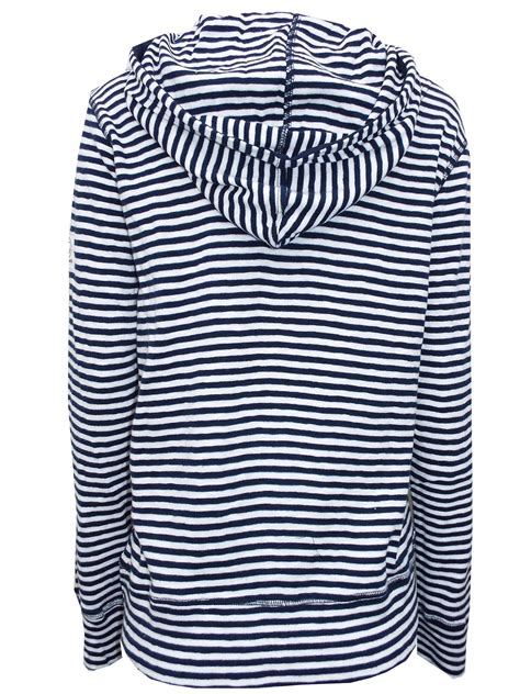 Lazy Jacks - - Lazy Jacks MARINE Pure Cotton Striped Hooded Top - Size 8 to 18 (XSmall to XXLar