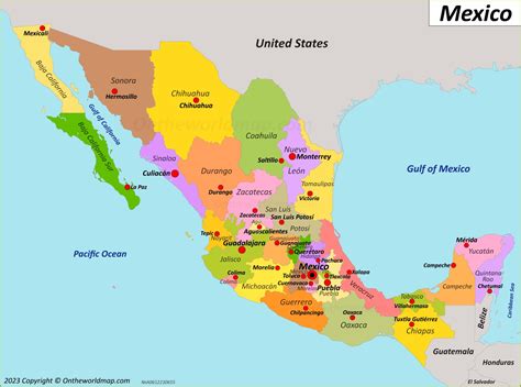 Mexico States And Capitals Map - Ontheworldmap.com