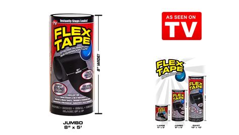 Flex Tape BLACK Color - Flexible Sealing Adhesive Tape 8" x 5' By Flex Seal | eBay