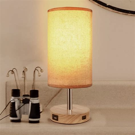 Buy Bedside Lamps with USB Port,Small Table Lamp,Nightstand Lamps with Wooden Base,Touch Lamps ...