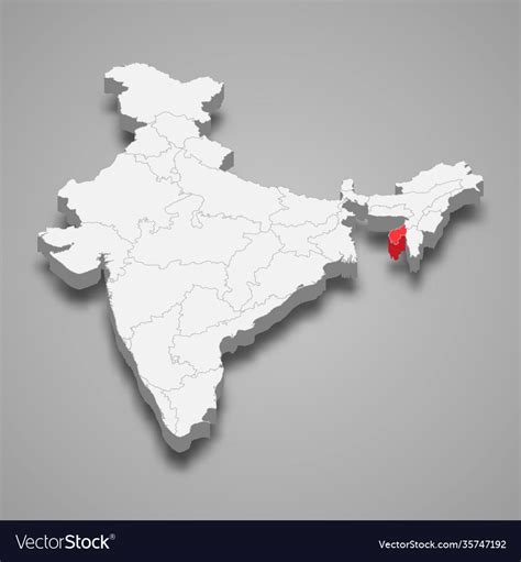 Tripura state location within india 3d map Vector Image