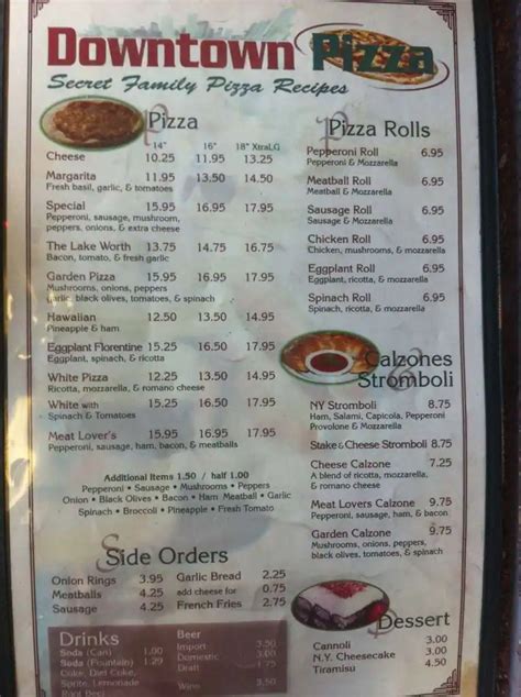 Menu at Downtown Pizza pizzeria, Lake Worth