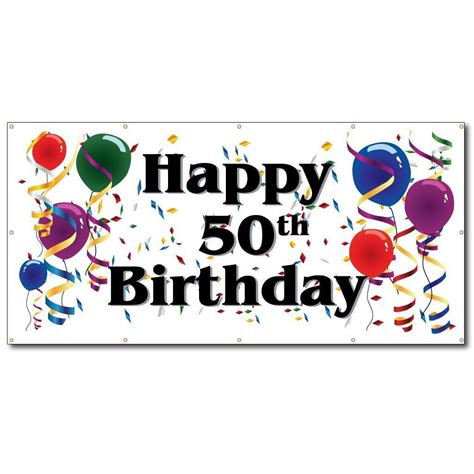 Happy 50th Birthday - 3' x 6' Vinyl Banner