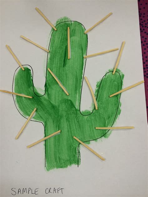 Wild West craft made by painting a cactus template gluing on match ...