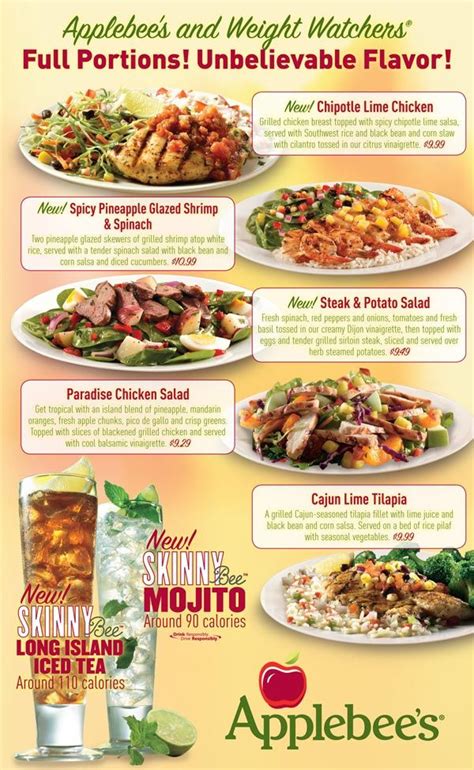 Applebees Menu | Applebee's Menu Insert | Macro meals, Low calorie ...