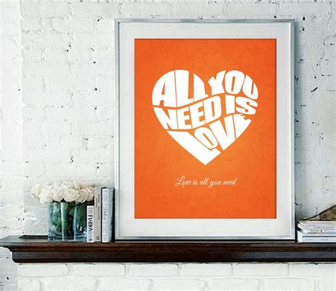 All You Need is Love Custom Typographical Poster - Etsy