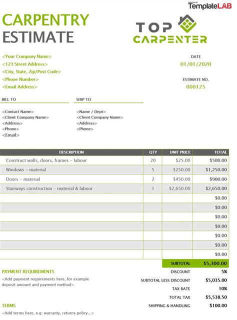 Free Carpentry Estimate Template | Download Now