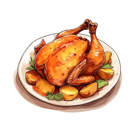 Hand drawn cartoon roast chicken illustration | Premium AI-generated vector