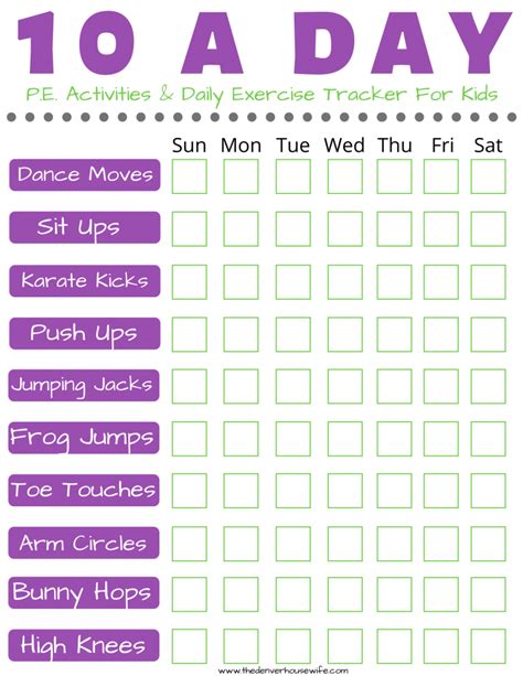 Free Printable: PE Activities for Kids to do Daily - The Denver Housewife