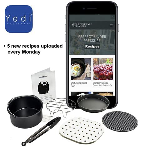 Yedi Total Package Air Fryer, 4 Quart, Deluxe Accessory Kit, Recipes, Black | Air fryer, Yedi ...