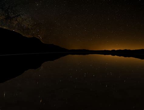 Badwater Flood Reflects Night Sky Stock Photo - Download Image Now ...