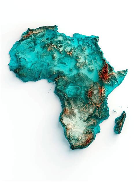 Africa Elevation Map spectral 2D Poster Shaded Relief Map, Fine Art ...