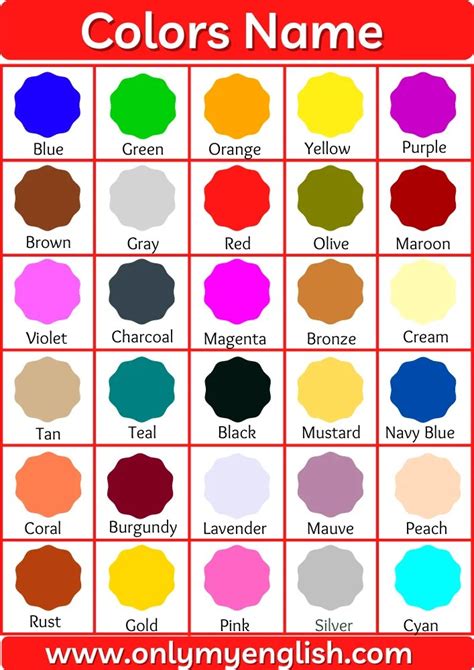 List of all Different Colors Name in the World