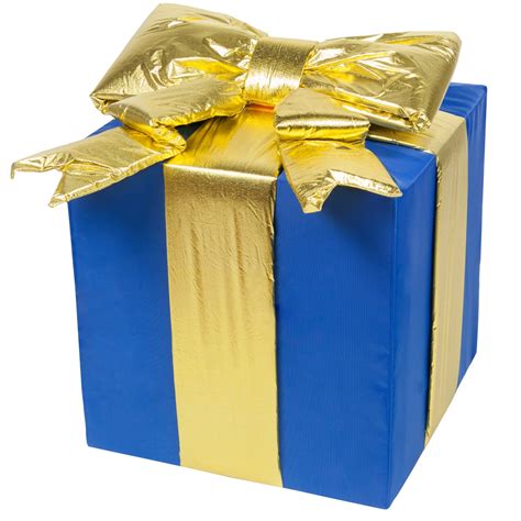 Blue Outdoor Christmas Gift Box - Yard Envy