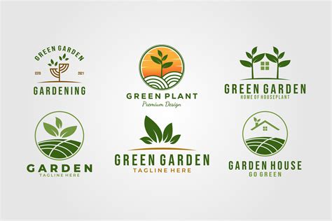 Set / Bundle Green Garden Logo Template Graphic by PrastHF · Creative Fabrica