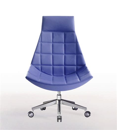 Premium Contemporary Blue High Back Swivel Chair - Ambience Doré