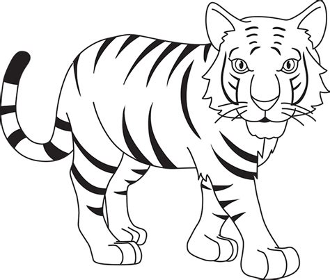 Animals Black and White Outline Clipart - stripped-bengal-tiger-black-white-outline-clipart ...