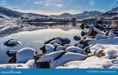 Winter in Snowdonia after a Fall of Snow Stock Image - Image of north ...