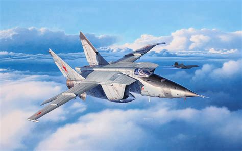 Andrzej Deredos, aircraft, military, sky, clouds, flying, artwork, military vehicle, Mikoyan ...