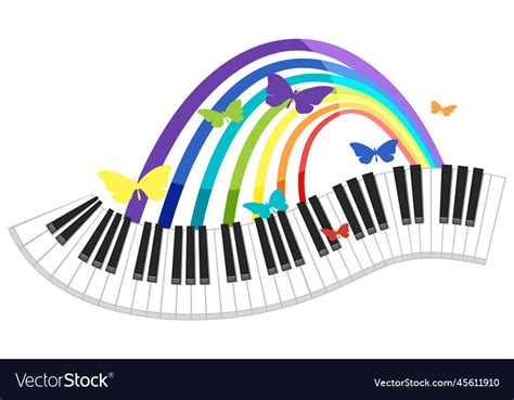 Piano keyboard with rainbow Royalty Free Vector Image