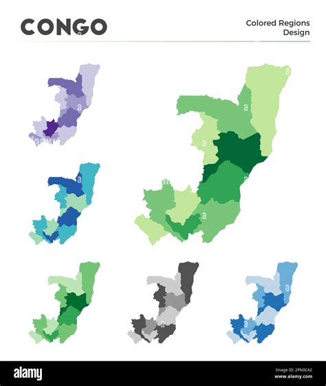 Congo map collection. Borders of Congo for your infographic. Colored country regions. Vector ...