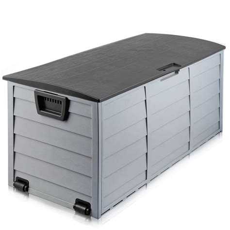 Black Outdoor Storage Box - 290L Large Capacity - Waterproof & Lockable ...
