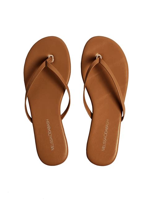 Leather Flip Flops Tan | Melissa Odabash