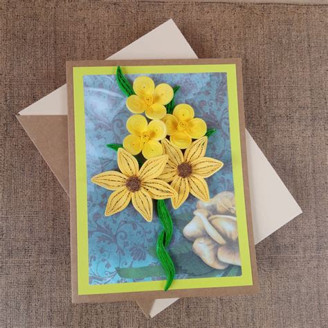 Quilling Flower Card - Quilled Daffodils Card - Paper Flower Greeting ...