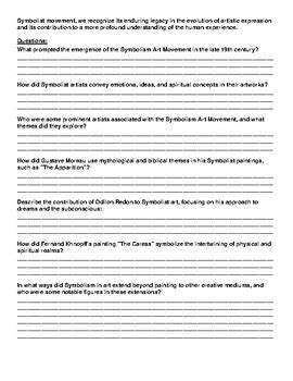 Symbolism Art Movement Article & Questions (PDF) by Academic Links