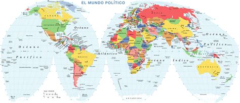 Mapamundi con sus países y capitales - MapaMundi