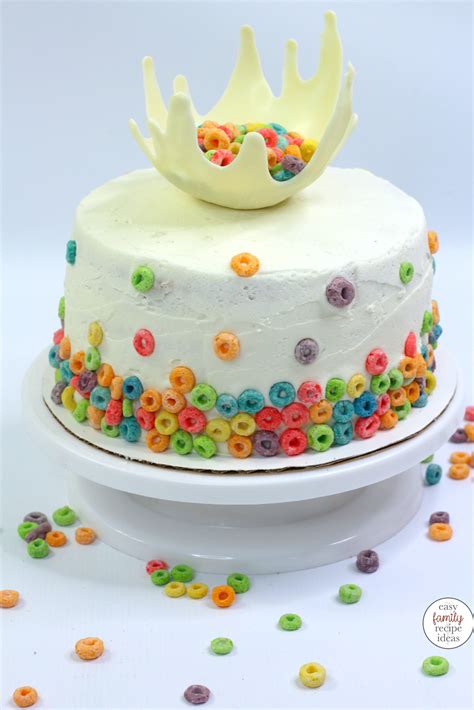 Easy Froot Loops Cake with a Milk Splash Top