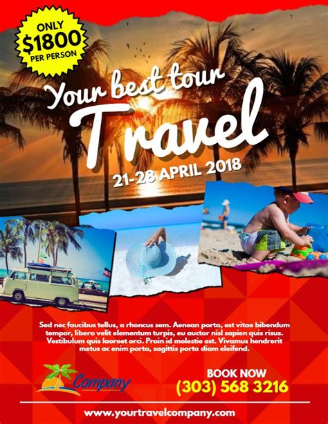 Travel agency poster flyer template - Red. | Travel posters, Travel poster design, Travel agency