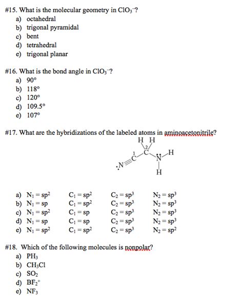 Solved What is the molecular geometry in ClO^-_3? a) | Chegg.com